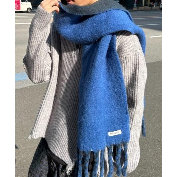 マフラー バイカラーマーブルフリンジマフラー メンズ レディース