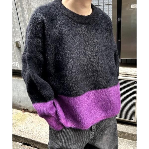 セーター ニット ブロッキングカラーシャギーニット メンズ レディース