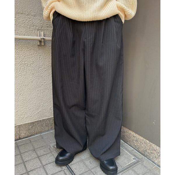 スラックス ピンストライプ柄ワイドスラックス メンズ レディース