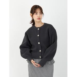 カーディガン ゴールドボタンニットカーディガン レディース