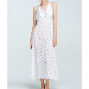 ルームウェア 部屋着 Melodie レースコンビロングドレス レディース