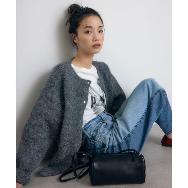 カーディガン ウール混ミックスニットコクーンカーデ レディース