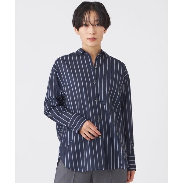 ブラウス シャツ 「マシンウォッシャブル」コットンライクストライプシャツ レディース