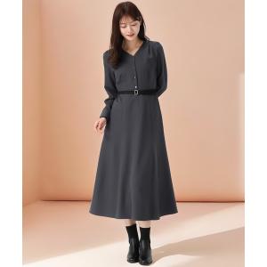 ワンピース 2025秋冬新作 ベルト配色Aラインワンピース