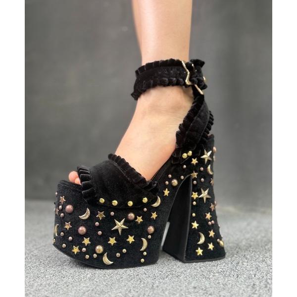 サンダル スターモチーフ 厚底サンダル レディース