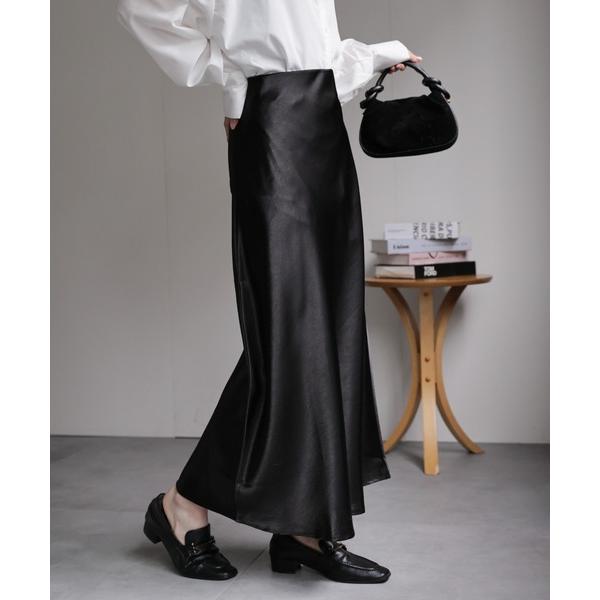 スカート サテンバイアスナロースカート