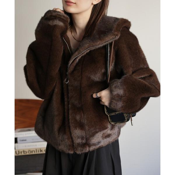 ブルゾン アウター フェイクファージップアップブルゾン/ボリュームファーコート レディース