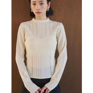 ニット セーター ビスチェデザイン透かし編みトップス レディース