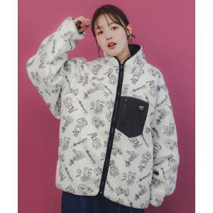 ブルゾン アウター 353133：落書き調Parityキャラ厚手ボアハイネックブルゾン レディース メンズ
