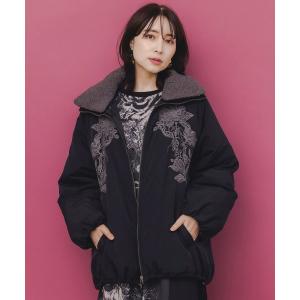 ジャケット テーラードジャケット 553272：ボア襟取り外し可能 花刺繍中綿ブルゾン レディース メンズ