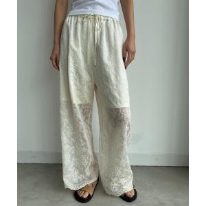 パンツ スカラップレースイージーパンツ レディース