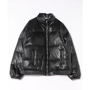 ダウンジャケット ダウン 「程よく短丈」中綿フェイクダウンジャケット/合皮素材/ユニセックス メンズ レディース
