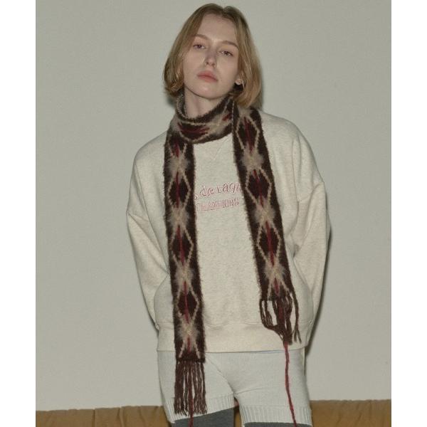 マフラー ストール ウール混　ダイヤ柄ニットスカーフ　マフラー レディース