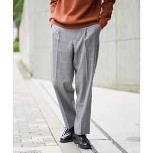 パンツ 「イージーケア/毛玉になりにくい」LANATECチェックワンタックワイドイージースラックス「洗濯機で洗える/ストレッチ」 メンズ