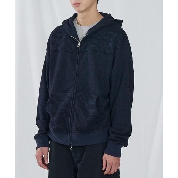 パーカー 「UNISEX」SLOW ACID／ボーダーミックスフードジップアップ レディース メンズ