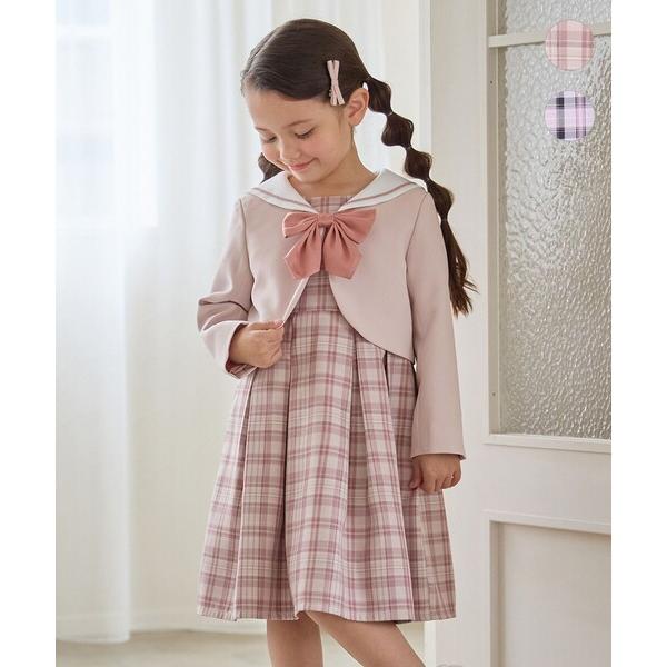 ドレス 発表会 卒園式 入学式 「2点セット」セーラージャケット+チェックワンピース キッズ 子供服