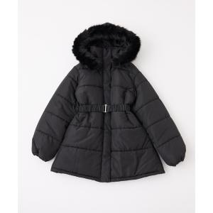 コート アウター フード付きミドルフェイクダウンコート レディース