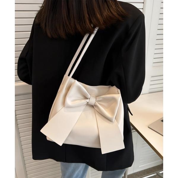 ショルダーバッグ バッグ フェイクレザーリボントートバッグ レディース