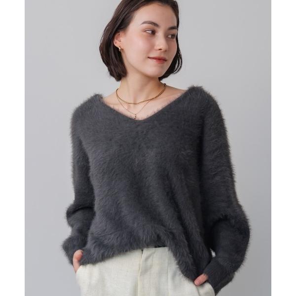 ニット セーター バルキーフェザーＶニット レディース