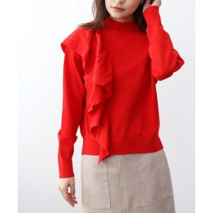 ニット セーター ショルダーラッフルニット レディース