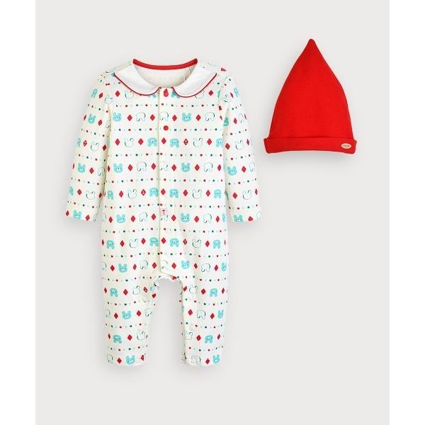 カバーオール アウター 「2点セット」ホリデーミニベア長袖カバーオール＆帽子 キッズ 子供服 男の子...