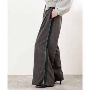 パンツ 「スタイルアップと体型カバーを両立」きちんと感がありながら、後ろゴム仕様でストレスフリー！洗練された印象を放つサイドライン入りきれいめパンツ