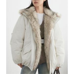 ブルゾン アウター ボリューム裏ファー ライナー風 中綿ブルゾン レディース