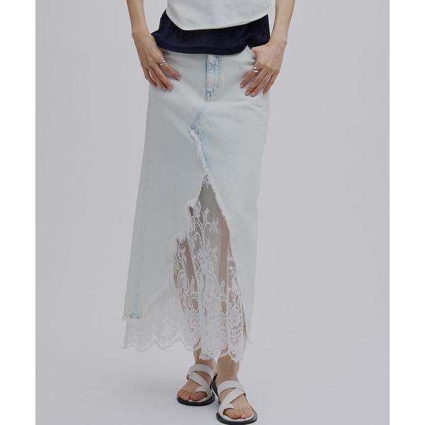 デニムスカート REMAKE LIKE DENIM LACE LAYERED SKIRT