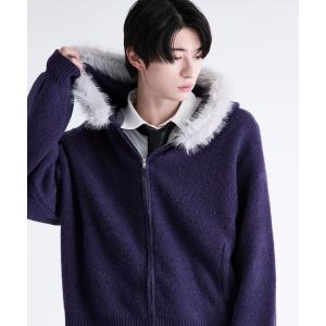 パーカー 2wayファーフードニットパーカー メンズ レディース