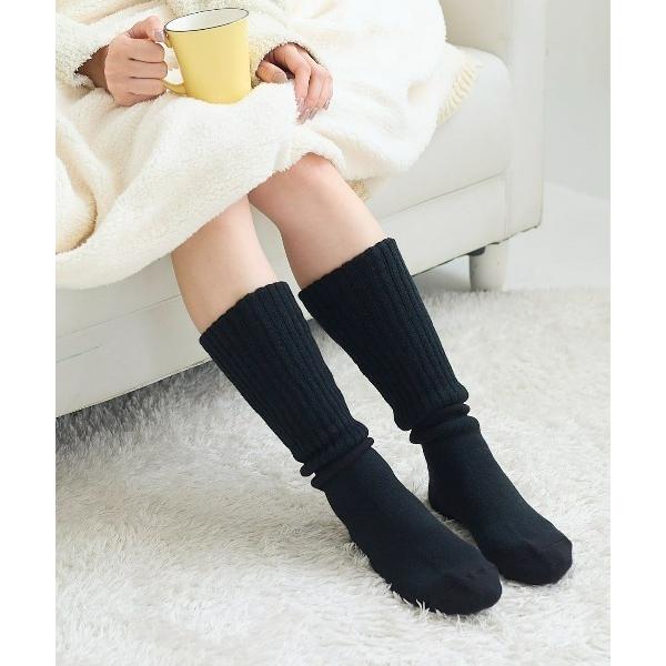 靴下 「まるでカイロのような暖かさ」アメリブ無地ハイソックス35cm丈 レディース