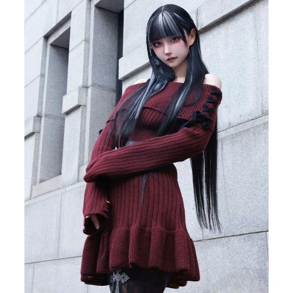 チュニック オフショルフリルニットチュニ