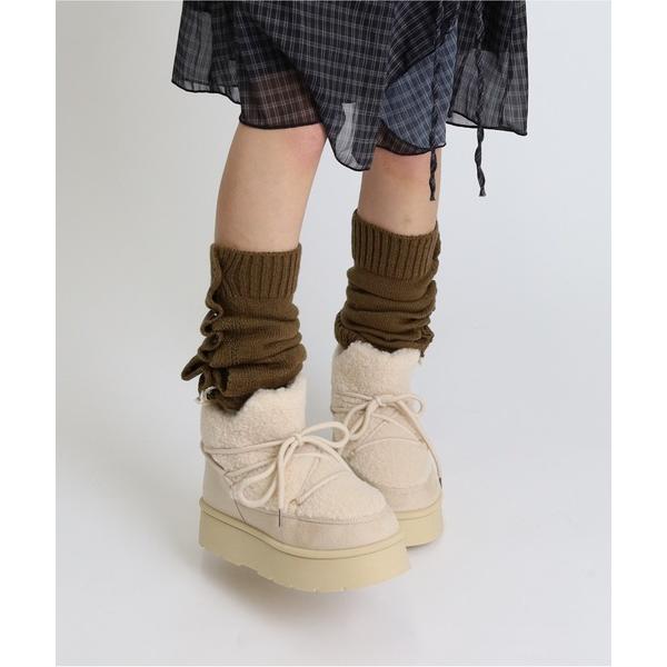 ブーツ 「もふもふボア」厚底ムートンタッチショートブーツ レディース メンズ