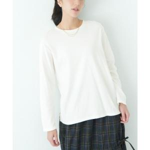 tシャツ リブ　イン　コンフォート　吸湿発熱コットン素材の　こだわりほか綿ロング白Ｔシャツ レディース