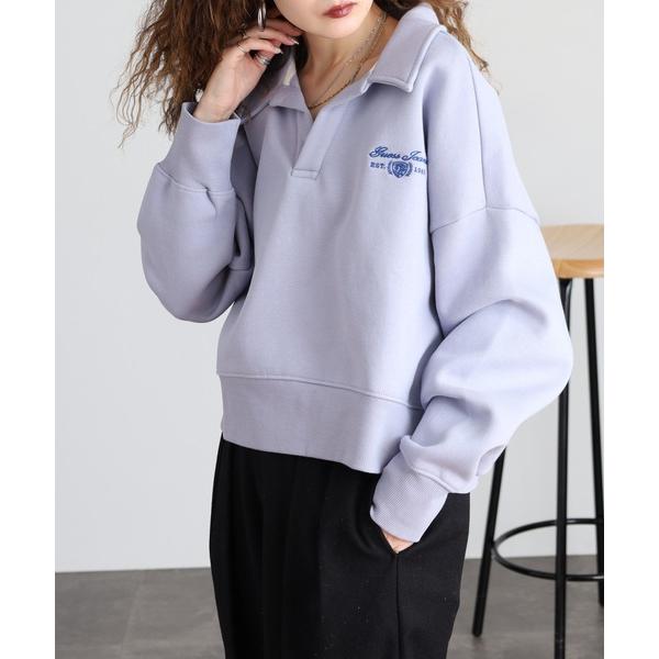 トレーナー スウェット GUESS JEANS ノッチドラペルカラー ポロスウェット レディース