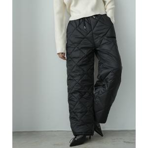 パンツ ダイヤキルト裾ドロスト中綿パンツ レディース