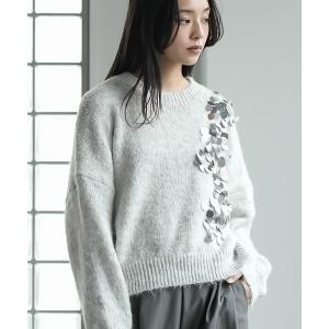 ニット セーター スパンコールニットプルオーバー レディース