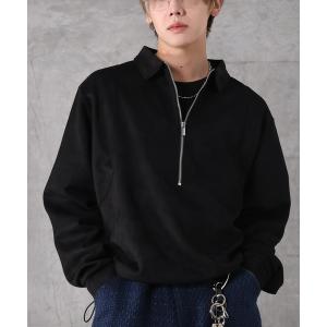 ポロシャツ ポリスウェード ディープハーフジップ ポロ メンズ レディース ユニセックス メンズ レディース
