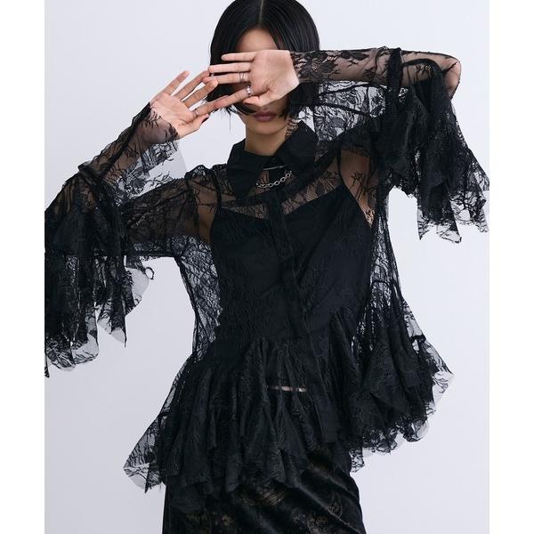 ブラウス シャツ レース ティアード フリル シャツ レディース オケージョン きれいめ ブラウス ...