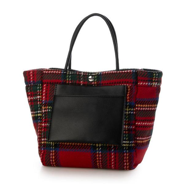 トートバッグ VERYコラボ カシュカシュ cachecache / ウールリバーシブルチェックトー...