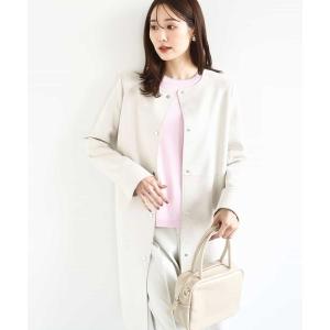 ノーカラーコート コート フェイクスウェードノーカラーコート/洗える レディース