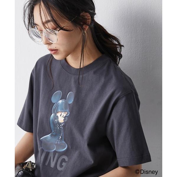 「Disney」 半袖Tシャツ 4L チャコールグレー レディース