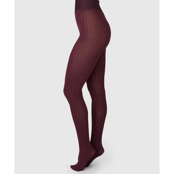 タイツ Hilda Stripe Tights Red Mahogany レディース