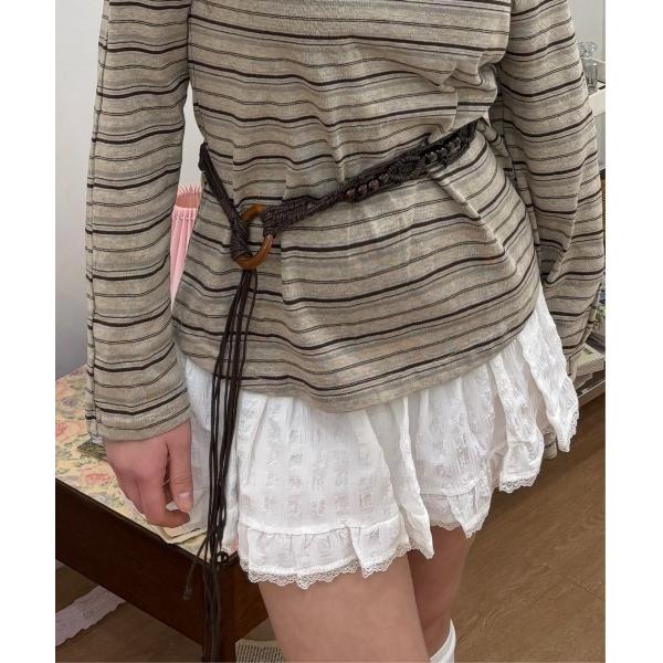 ベルト ウッドリングバックル マクラメ編み ロープベルト レディース メンズ