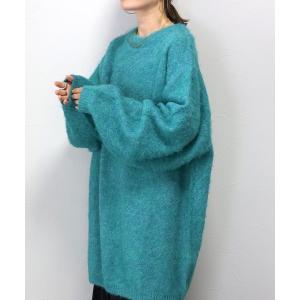 ニット セーター 天竺起毛加工ゆるニットプルオーバー レディース