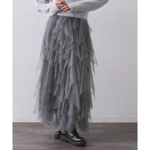 スカート ラッフルチュールイージースカート「洗濯機OK」