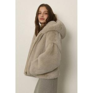 コート アウター Hooded Eco Fur Jacket /フード付きエコファージャケット レディース