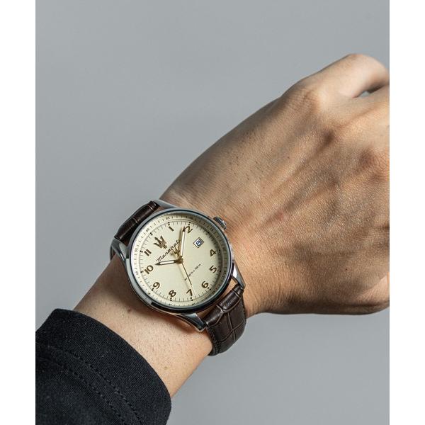 腕時計 「Maserati/マセラティ」ソルパッソ - 42MM 3H アイボリー ダイヤル ブラウ...