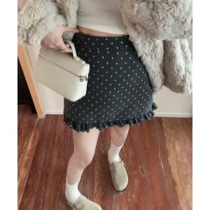 スカート Nia(ニア)/ドット柄　裾フリルミニスカート