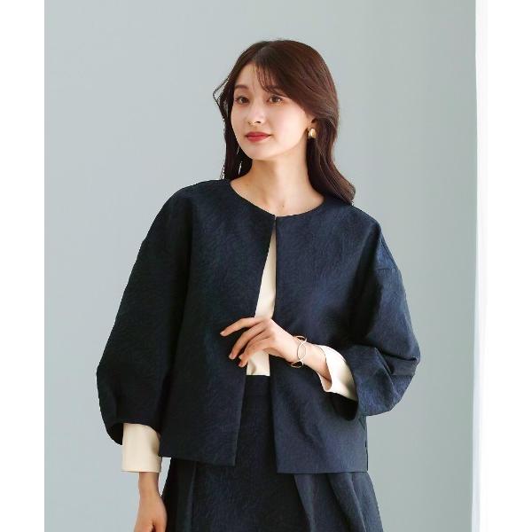 ジャケット ノーカラージャケット 入学式 卒業式 「 セットアップで映える 」 マットジャガード・ラ...