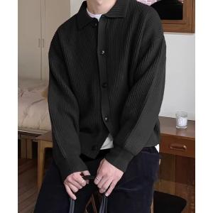 カーディガン 「NOWLE」ポロネック リブニット カーディガン メンズ レディース